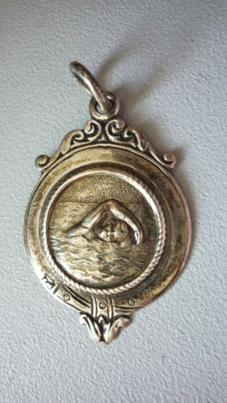 Vintage 1954/5 Hallmark Sterling Silver Swimming Fob,  Medal,  Pendant Not Engraved