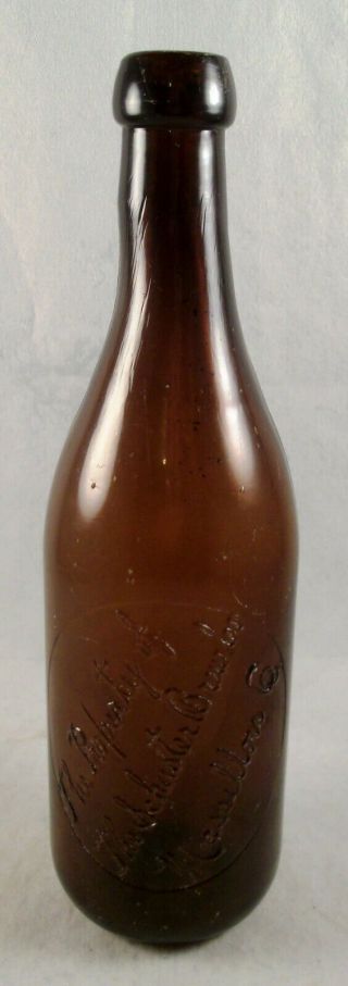 Vintage Beer Bottle Blob Top The Schuster Brew Co Massillon Ohio 1900 - 1904
