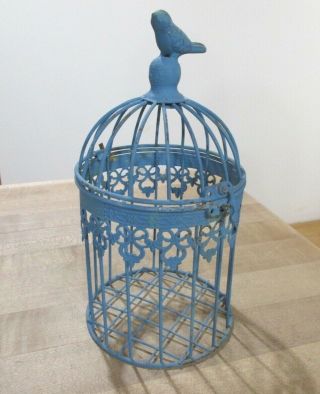 Vintage Small Metal Blue Birdcage