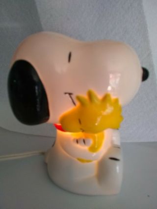 Rare Vintage Willitts 1988 Peanuts Snoopy And Woodstock Porcelain Night Light