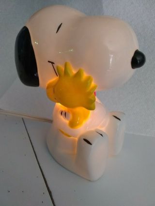 Rare Vintage Willitts 1988 Peanuts Snoopy and Woodstock Porcelain Night Light 2