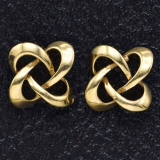 Vintage 14k Yellow Gold Celtic Knot Stud Earrings 11.  6 X 11.  5 Mm