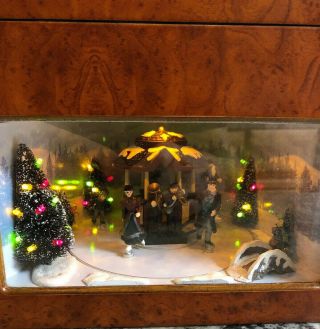 Mr.  Christmas Animated Symphony Of Bells Wood Music Box Lighted 50 Songs