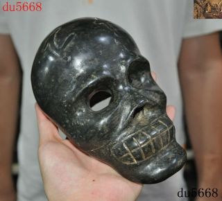 Hongshan Culture Meteorite iron (black magnet) Skeleton Skull death - head statue 2