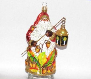 Patricia Breen Autumn Walk Santa Glittered 2 Part Harvest Glass Xmas Ornament