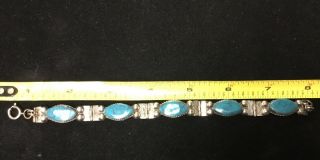 Vintage Sterling Silver Turquoise Navajo Men Women Bracelet Helen Wright Signed