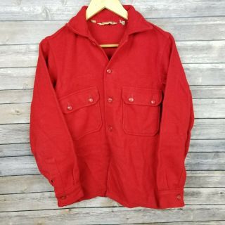 Boy Scouts Of America Vintage Red Wool Mackinaw Official Shirt Jacket Size 18