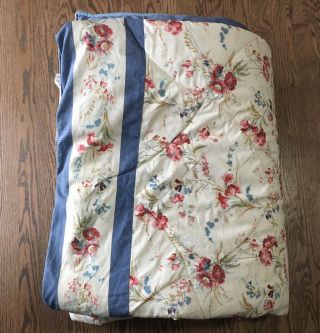 Laura Ashley Vintage King Size Comforter Floral Cream Blue Mauve 103x88 Usa Made