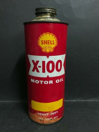 Shell X - 100 Motor Oil Heavy Duty One Quart Net,  From 1950 