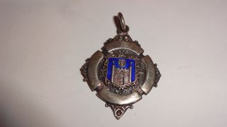 Solid Sterling Silver & Enamel Pocket Watch Fob/medal - Swansea Football 1929 - 30