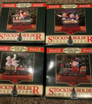 Christmas Coca Cola North Pole Train Stocking Holder Set Of 4 1995