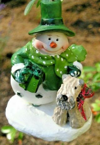 Soft Coated Wheaten Terrier With Irish Snowman Ornament