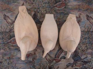 Wood Duck Decoys Unfinished Hand Carved Set Of Three