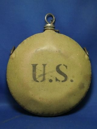 Vintage Us R.  I.  A.  1904 Spanish American War Military Canteen Marked W.  C.  C.
