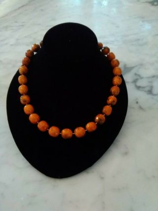 Vintage Bakelite Toffee And Butterscotch Bead Necklace
