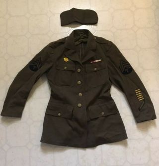 Vintage Ww2 U.  S.  Military Jacket And Hat