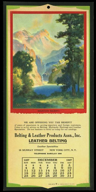Scarce 1927 Brown & Bigelow Company Archives R.  Atkinson Fox Mailing Calendar
