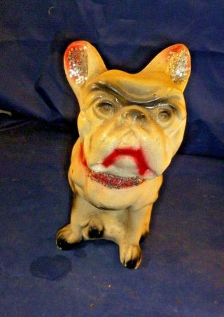 Vintage Chalkware French Bulldog Statue 9 1/2 "