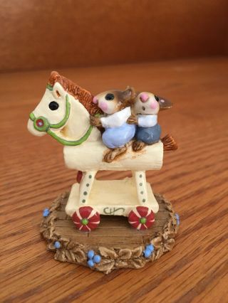 Wee Forest Folk Mousey Express M - 65 Two Mice On Rocking Horse