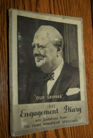 Vintage 1942 Ww2 Winston Churchill Engagement Diary Soldier England British
