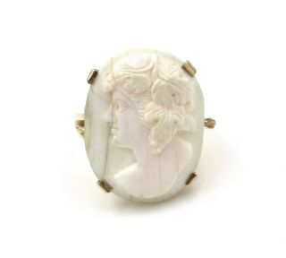 14k Vintage Lava Cameo Fashion Ring High Relief Carving Finger Size 9 Nr 868b - 3