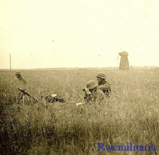 Best Wehrmacht Mg - 34 Machine Gun Team Hunkered Down In Field By Windmill