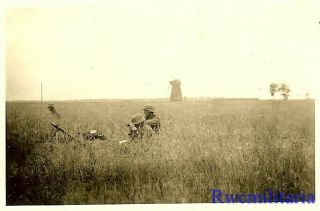 BEST Wehrmacht MG - 34 Machine Gun Team Hunkered Down in Field by Windmill 2