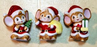 Vtg Homco Collectible Cute Santa Mouse Mice Ceramic Christmas Figurines 5405