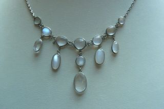 Art Deco Moonstone And Silver Necklace