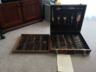 79 Piece Nickel Bronze Cutlery Set With Rosewood Handles And Matching Case