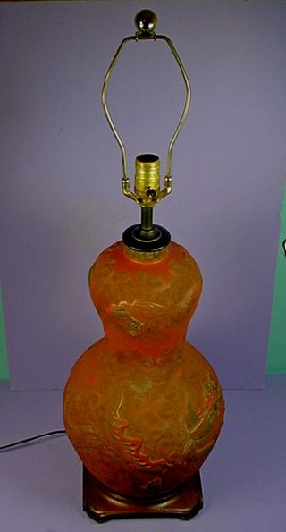 Large Antique Japanese Meiji Period Tokoname Pottery Double Gourd Vase / Lamp