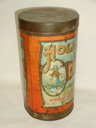 Old Tin Litho Holland Brand Tall 3 LB.  Advertising Coffee Tin Can 3