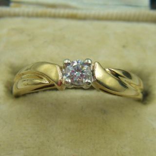 A Hallmarked 9ct Gold Natural Diamond Set Solitaire Ring Of Attractive Design