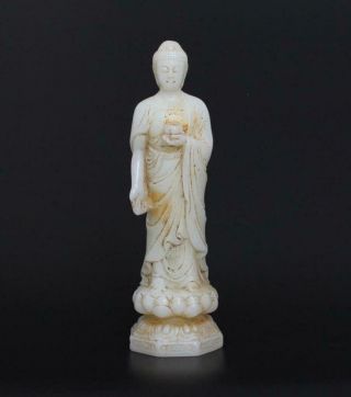 Old Antique Chinese White Jade Statue Sakyamuni Buddha - 20cm