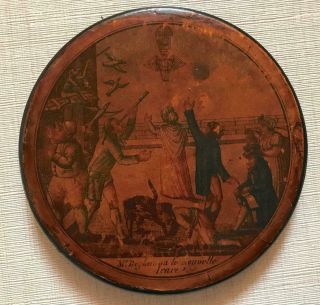 18th/19th Century French Commemorative Lacquer Pot Lid