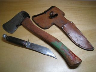 Vintage Boy Scouts Of America Hatchet & Knife Combo With Sheath