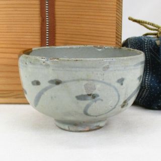 E690: Real Old Japanese Pottery Tea Bowl Of Kihara - Garatsu Over 300 Years Ago