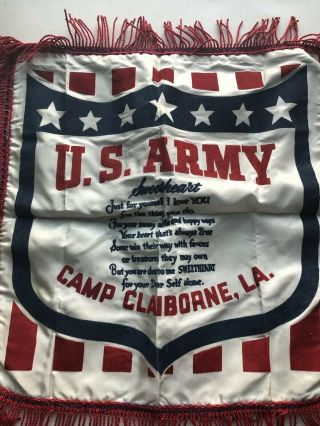 Vintage Wwii U.  S.  Army Camp Claiborne,  La Louisiana Pillow Case Military