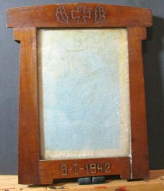 . Ww2 German Iron Trench Art Picture Frame Dated 9 - 1 - 1942