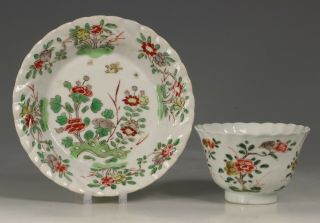 A Chinese Famille Verte Tea Bowl And Saucer Kangxi 17/18thc