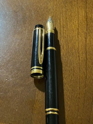Vintage Waterman Ideal 18k 750 Gold Nib Black Fountain Pen Made In France