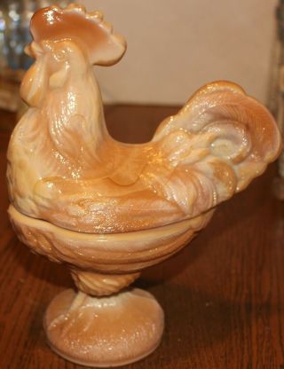 Brown Swirl - Colored Glass Rooster On Nest
