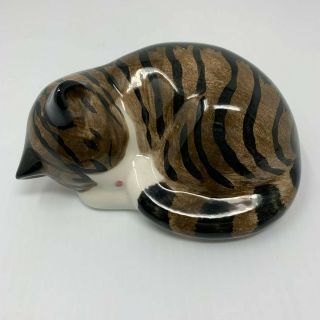 Ns Gustin Co Cat Statue Ceramic Sleeping Tabby Hand Decorated Made In Usa Kitty