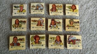 Complete Set Of 12 Indian Chiefs Ohio Match 1979 Full Book,  Cover Unstruck