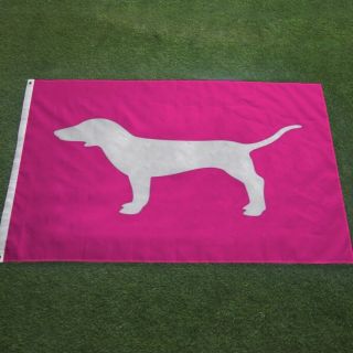 (2) Rare Victoria’s Secret Pink Dog Store Display Banner Flags Huge Rare 3x5