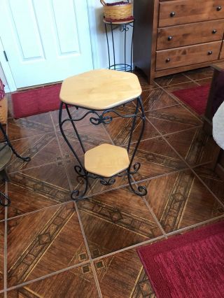 Longaberger Wrought Iron Generations Table Stand W/ 2 Wood Shelves