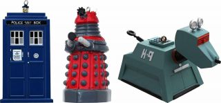 Kurt Adler 4.  5 " Doctor Who Blow Mold Ornaments 3 Pack Tardis K - 9 Red Dalek
