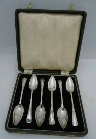 Vintage Set Of Art Deco S/plated Grapefruit Spoons X 6 (876z27)