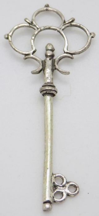 Vintage Solid Silver Italian Made Real Life Size Key,  Hallmarked