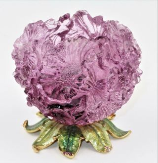 Jay Strongwater Lilac Glass Flower Swarovski Crystal Candle Holder Votive Or Tea
